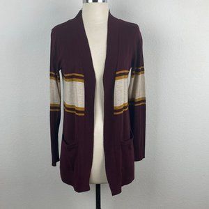Pink Rose Maroon Stripe Collegiate Cardigan Small